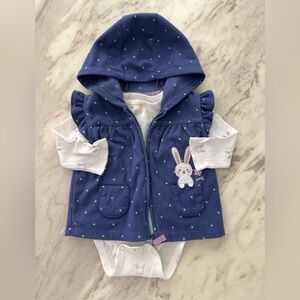 Navy Hooded Baby Vest with Bunny Applique